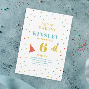 Modern Colorful Sprinkles Kids Birthday Party Invitation