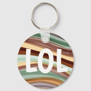 Modern Colorful Stripes CUSTOMIZE IT Neutral Green Key Ring