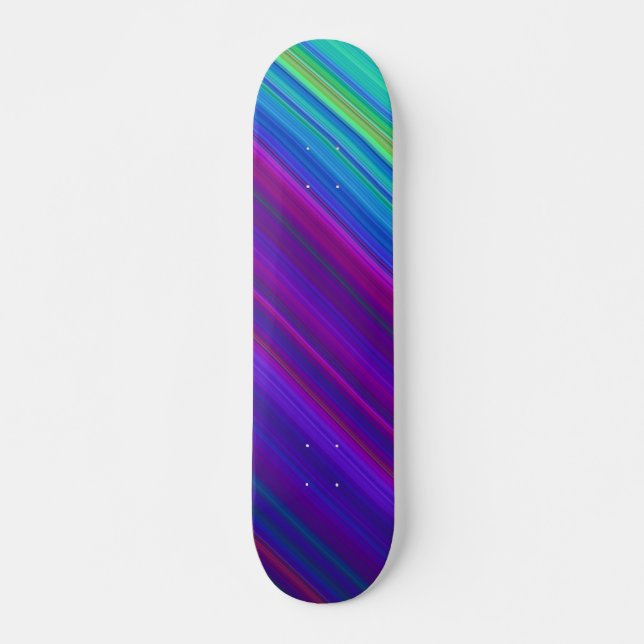Modern Colorful Stripes Green Blue Purple Skateboard (Front)