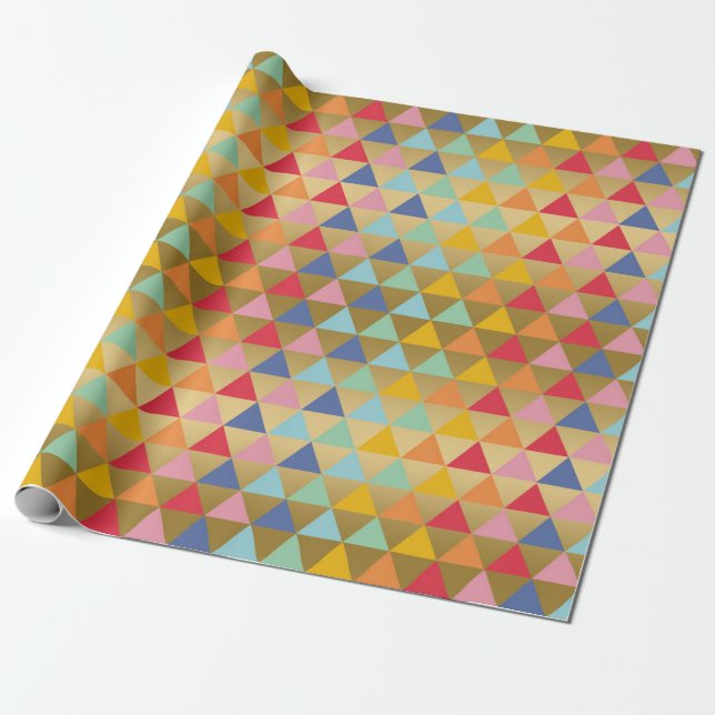 Modern colorful triangles pattern wrapping paper (Unrolled)