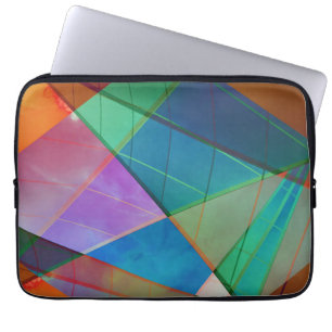Modern, colorful triangles, trapezoid shapes art laptop sleeve