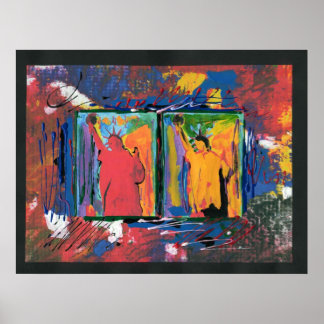 Modern colorful watercolor 2 Statue of liberty Poster