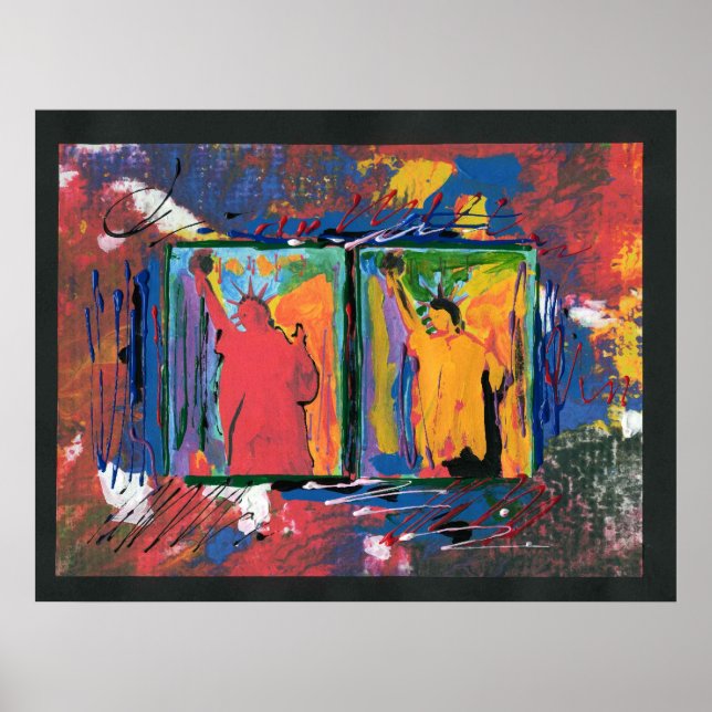 Modern colorful watercolor 2 Statue of liberty Poster (Front)