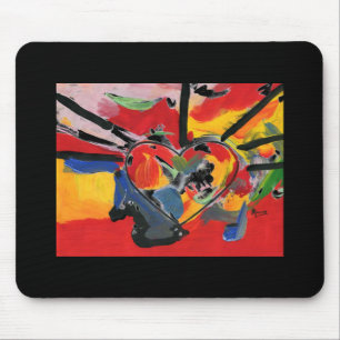 Modern colorful watercolor abstract heart mousepad