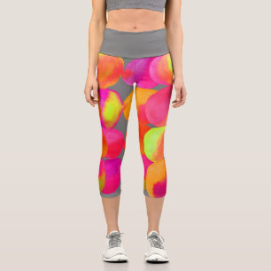 Modern colorful watercolor arty colorful funky art capri leggings