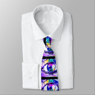 Modern Colorful Watercolor eye pattern Tie