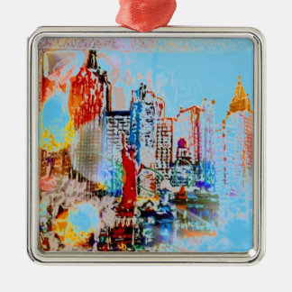 Modern colorful watercolor NYC Metal Ornament