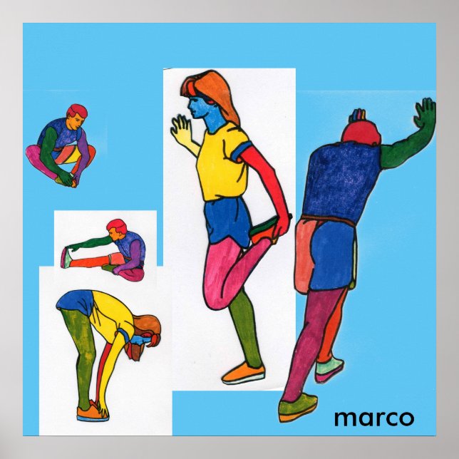Modern colorful Watercolor people exercises Poster (Front)
