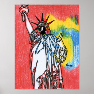 Modern colorful watercolor Statue of liberty Poster
