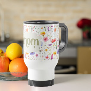 Modern Colorful Wildflowers Girly Mom Travel Mug