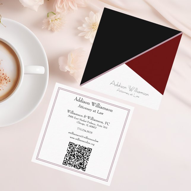 Modern Colour Block Attorney/Lawyer Template Square Business Card (Creator Uploaded)