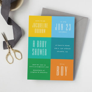 Modern Colour Block Baby Shower Invitation