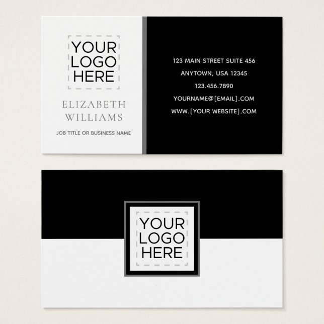 Modern Colour Block Black White Business Cards (Front & Back)