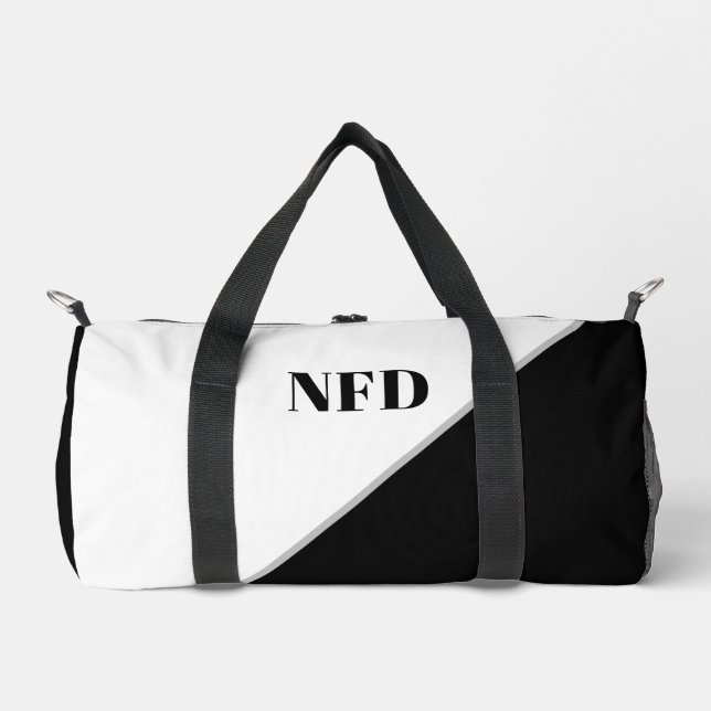 Modern Colour Block - Black & White Monogram  Duffle Bag (Front)