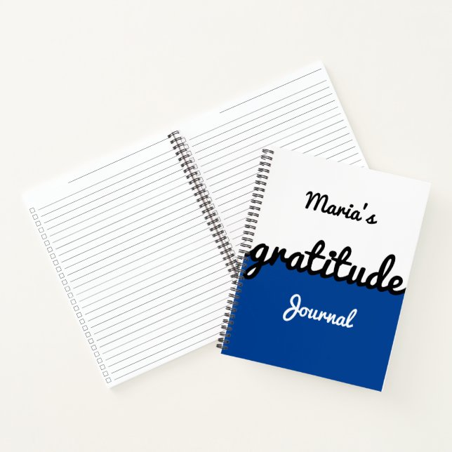 Modern Colour Block Blue Black White Gratitude Notebook (Inside)
