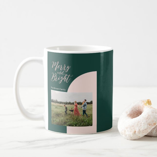 Modern Colour Block Christmas Holiday Photo Coffee Mug (With Donut)