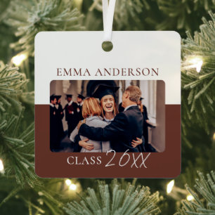 Modern Colour Block Custom Graduate Year Photo Metal Tree Decoration