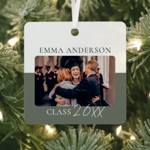 Modern Colour Block Custom Graduate Year Photo Metal Tree Decoration