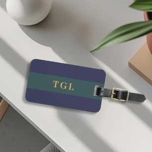 Modern Colour Block Custom Monogram Luggage Tag
