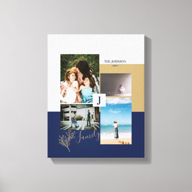 Modern Colour block Family Photo Collage Canvas Pr Print (Front)