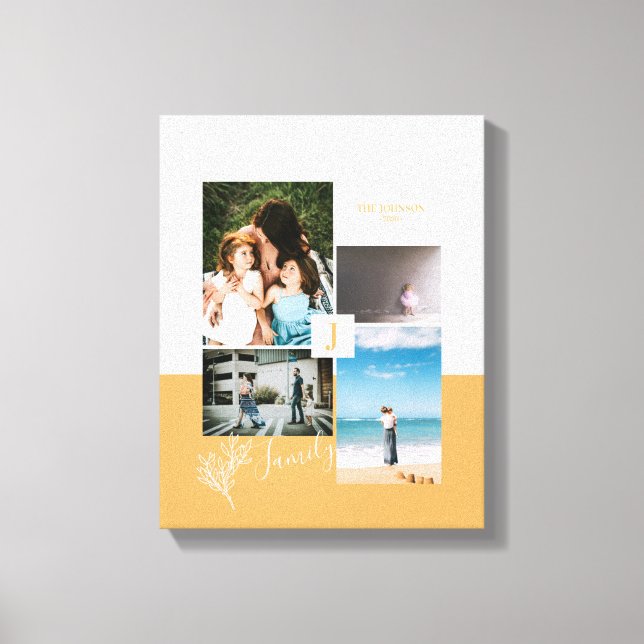 Modern Colour block Family Photo Collage Canvas Print (Front)