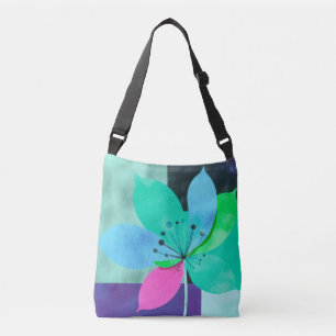 Modern Colour Block Floral Tote