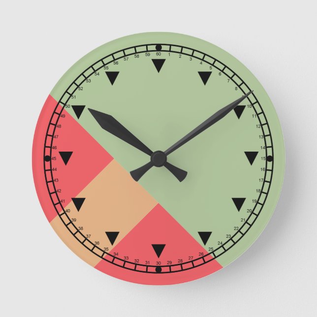 Modern Colour Block Geo 1 Round Clock (Front)