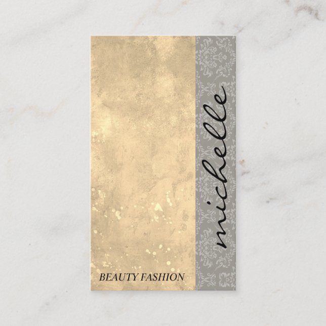 Modern Colour Block | Grunge Damask Pattern Business Card (Front)