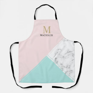 Modern colour block marble monogram apron