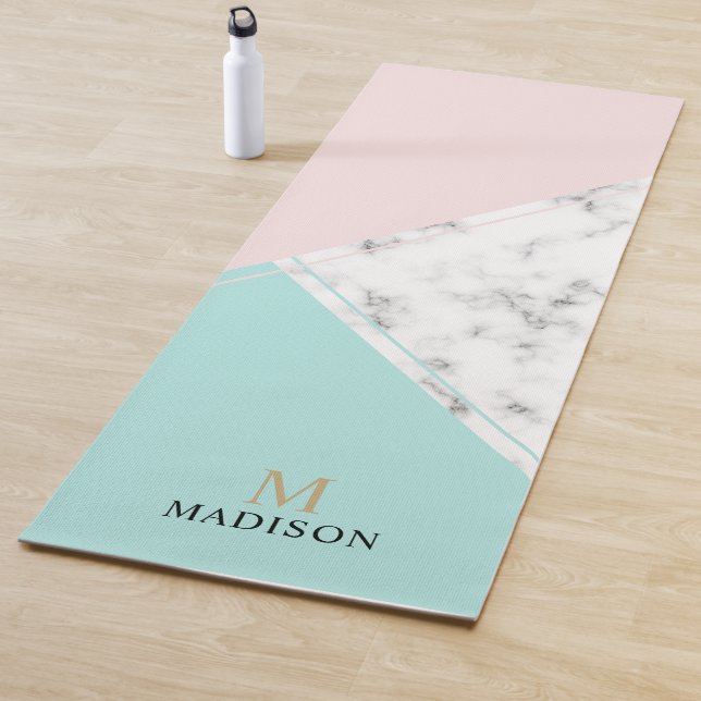 Modern colour block marble monogram yoga mat (In Situ)