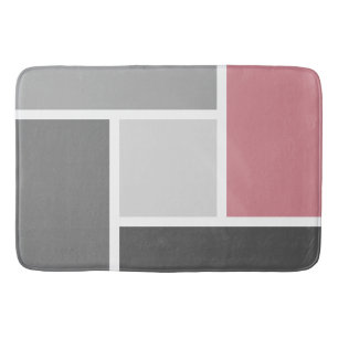 Modern Colour Block Mosaic Dusty Pink Grey White Bath Mat