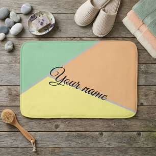 Modern Colour Block Pastel Mint & Peach Custom Nam Bath Mat