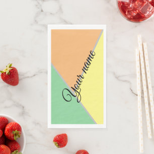 Modern Colour Block Pastel Mint & Peach Custom Nam Napkin