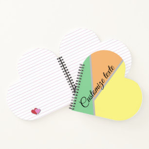 Modern Colour Block Pastel Mint & Peach Custom Nam Notebook