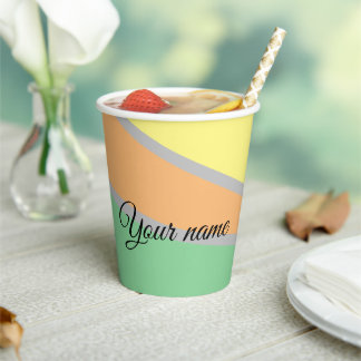 Modern Colour Block Pastel Mint & Peach Custom Nam Paper Cups
