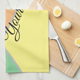 Modern Colour Block Pastel Mint & Peach Custom Nam Tea Towel