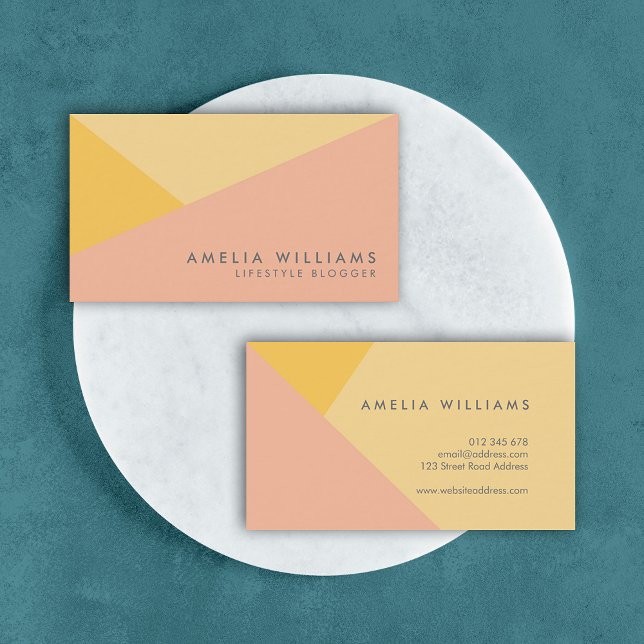 Modern Colour Block Pastel Orange and Peach Business Card (Creator Uploaded)