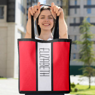 Modern Colour Block Personalised Monogrammed Name Tote Bag