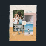 Modern Colour block Photo Collage for Mum Fleece B<br><div class="desc">This custom photo collage puzzle features stylish colour blocks and typography "Family" with a beige,  pink & yellow colour theme. Personalise the photos and the text. Perfect gift for the Christmas holiday.</div>