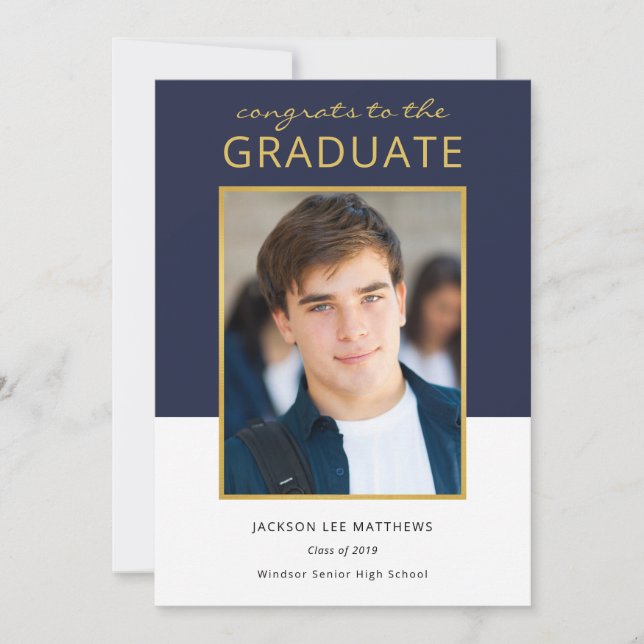 Modern Colour Block Photo Graduation Announcement (Front)