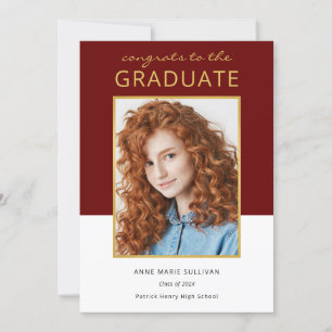 Modern Colour Block Photo Graduation Announcement