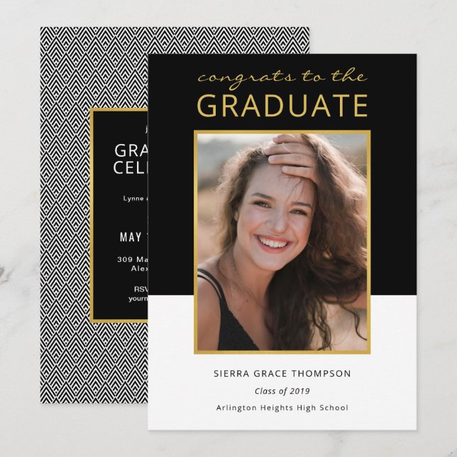 Modern Colour Block Photo Graduation Celebration Invitation (Front/Back)
