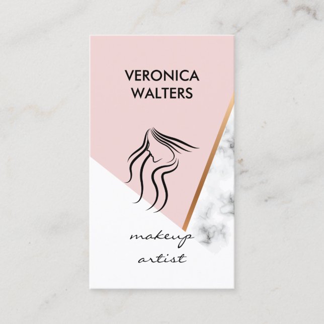 Modern Colour Block | Pink | Marble Business Card (Front)