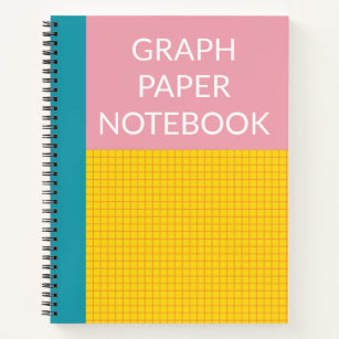 Modern Colour Block Pink Yellow Aqua Graph Paper Notebook