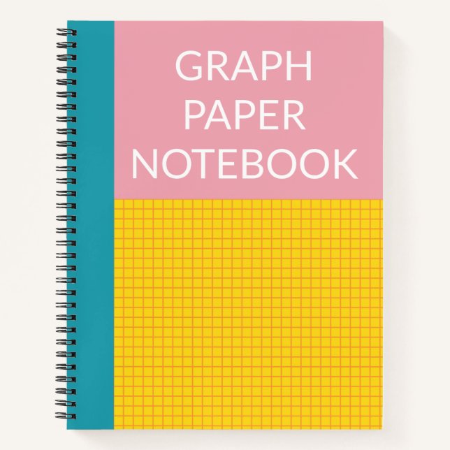 Modern Colour Block Pink Yellow Aqua Graph Paper Notebook (Front)