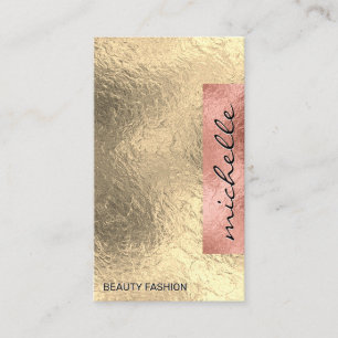Modern Colour Block   Rose Gold Foil Geometric Business Card