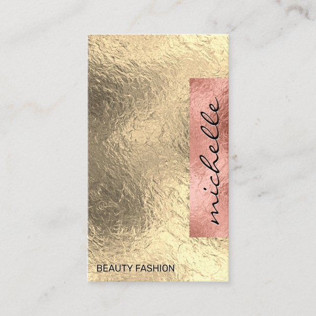 Modern Colour Block | Rose Gold Foil Geometric Business Card (Front)