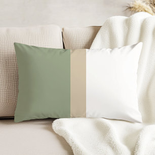Modern Colour Block Sage Green Beige White Decorative Cushion