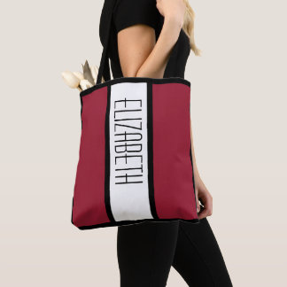 Modern Colour Block Simple Minimalist Monogram Red Tote Bag