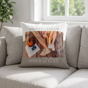 Modern Colour Block "Since" Year Couple Keepsake Cushion